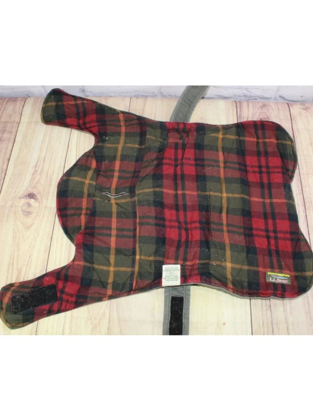 LL Bean Classic Canvas Cozy Plaid Flannel Reversible Field Coat for Dogs Large
